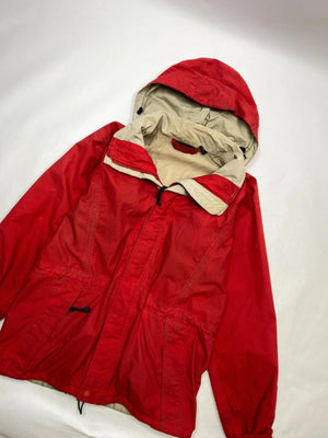 Patagonia Red & Beige Hooded Rain Jacket