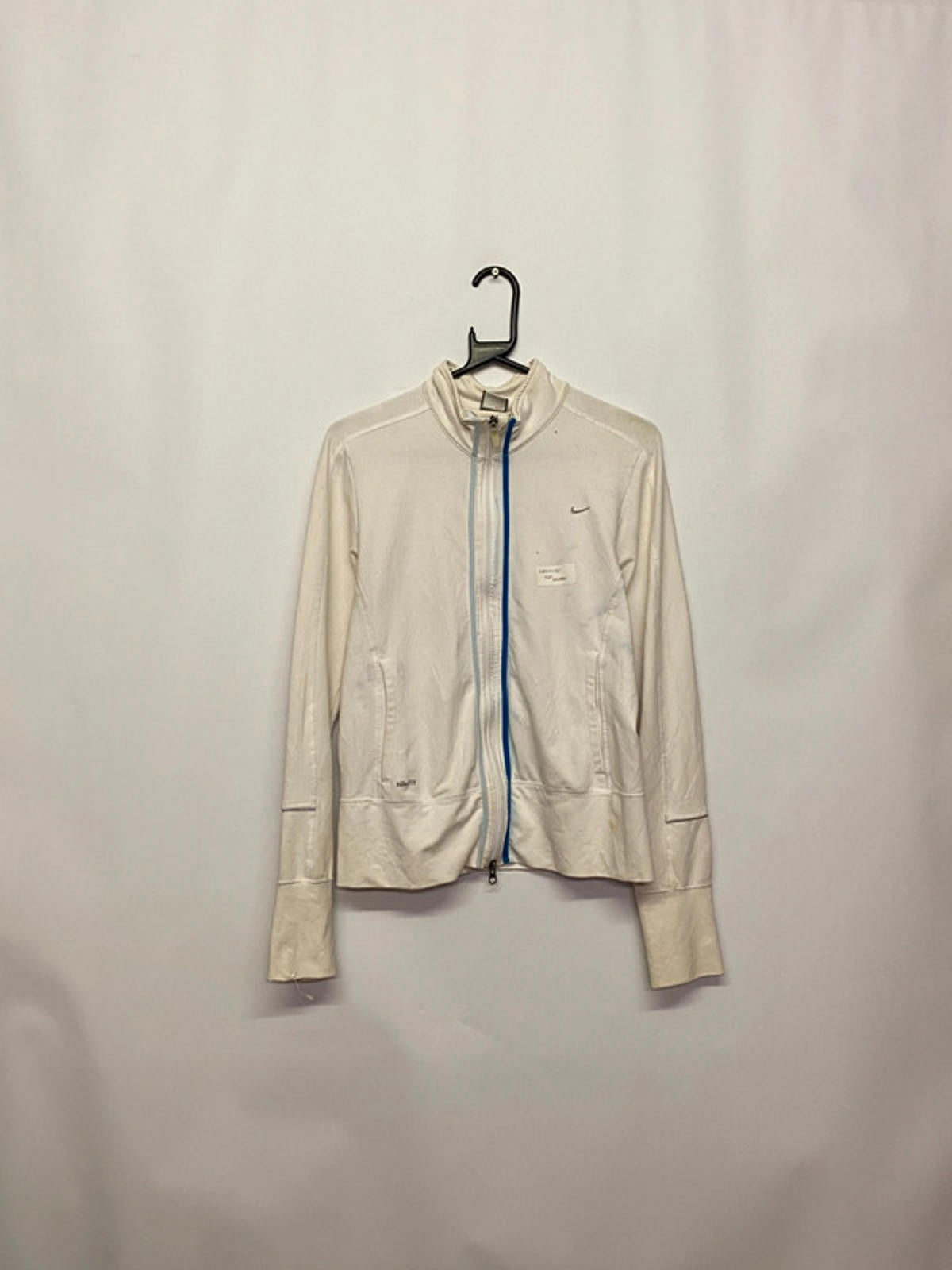 Nike White Full-Zip Track Jacket with Blue Zip