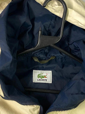 Vintage Lacoste Beige/Navy Half-Zip Hooded Windbreaker