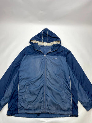 Vintage Nike Navy Blue Hooded Windbreaker Jacket (Men’s L)