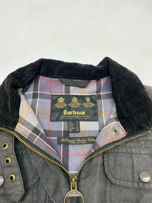 Barbour Waxed Jacket Brown Corduroy Collar – Size UK 10 / EU 36