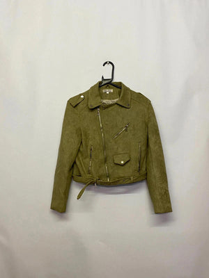 Lulu Love Olive Green Faux Suede Biker Jacket – Women’s L