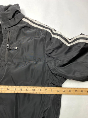 Adidas Black 3-Stripes Puffer Windbreaker Jacket
