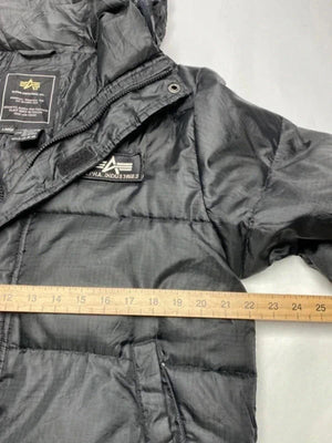 Alpha Industries Black Hooded Puffer Jacket – Size L
