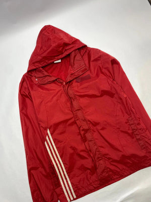 Adidas Vintage Red Windbreaker Jacket with 3-Stripes (Men’s L)