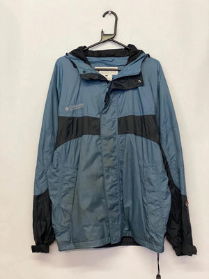 Columbia Sportswear Blue & Black Hooded Windbreaker Jacket