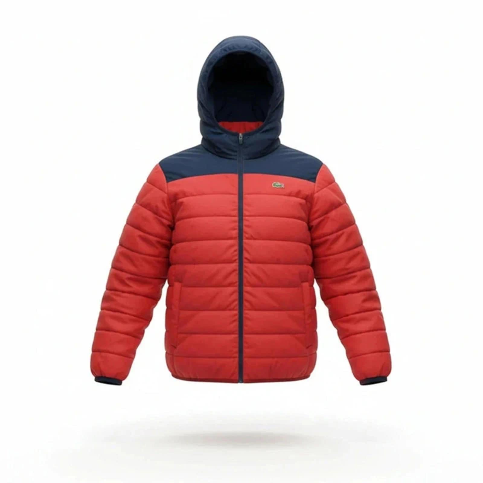 Lacoste Sport Red & Navy Hooded Puffer Jacket – Size S/M (FR 48)