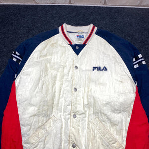 White FILA Varsity Jacket Men's XXL