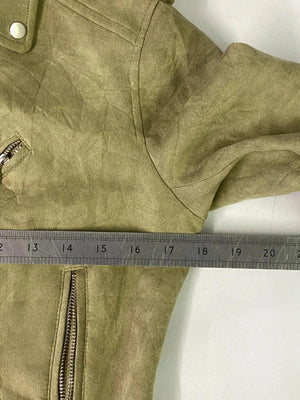 Lulu Love Olive Green Faux Suede Biker Jacket – Women’s L