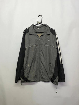 Vintage Adidas Grey & Black Full-Zip Track Jacket – Retro 3-Stripes