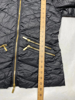 Barbour Black Quilted Hooded Jacket with Faux Fur Trim