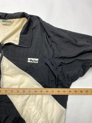 Vintage Parker Men's Windbreaker Jacket Black and Cream