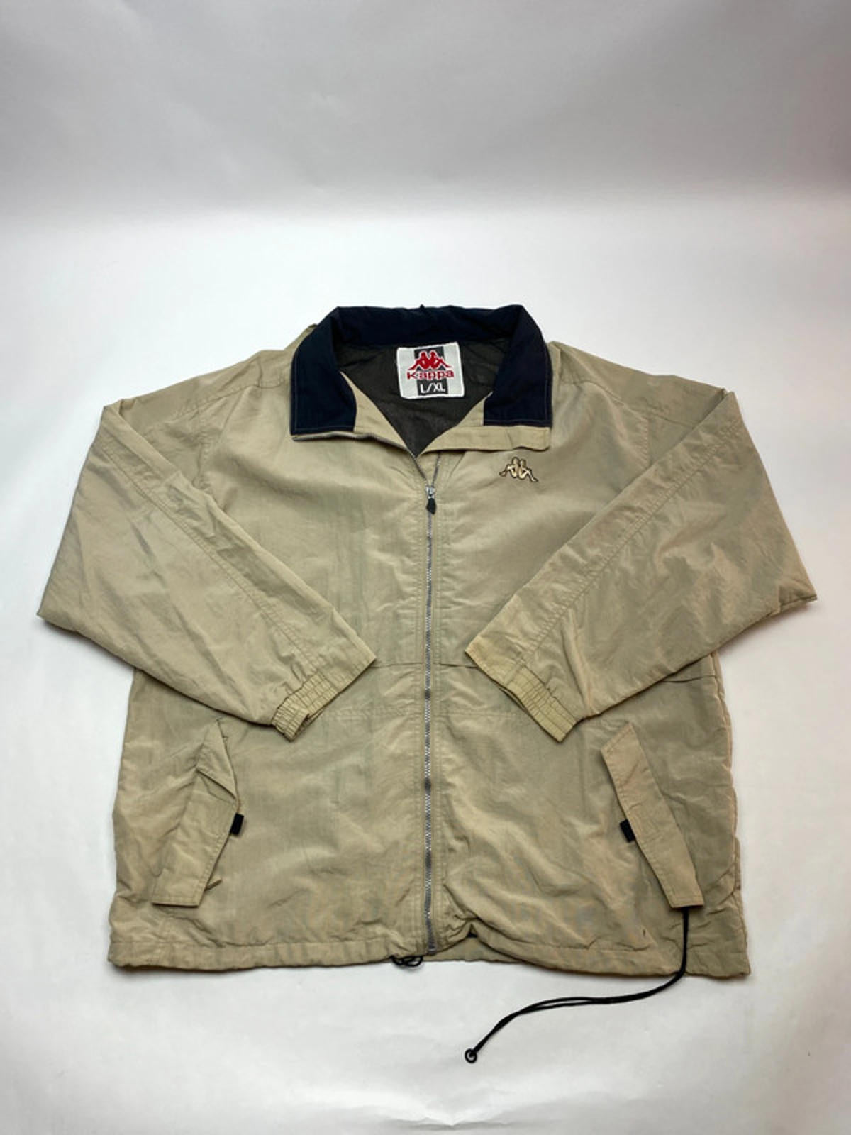 Vintage Kappa Beige Full-Zip Windbreaker Jacket