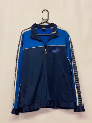 Vintage Puma Blue Track Jacket with Logo Tape Sleeves