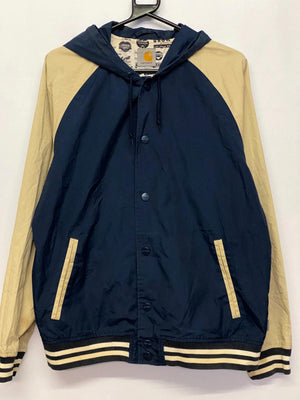 Carhartt Navy & Beige Hooded Varsity Jacket (Men’s L)