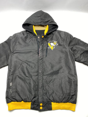 Vintage NHL Pittsburgh Penguins Hooded Jacket – Black/Yellow – Men’s XL