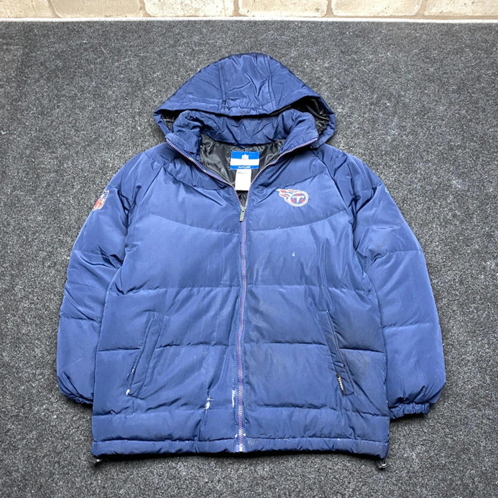 Navy Reebok x NFL Titans Puffer Jacket Men's Medium
