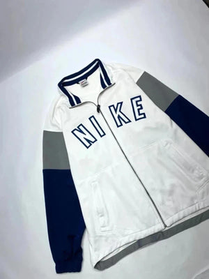Vintage Nike White Zip Up Track Jacket Spell Out Logo