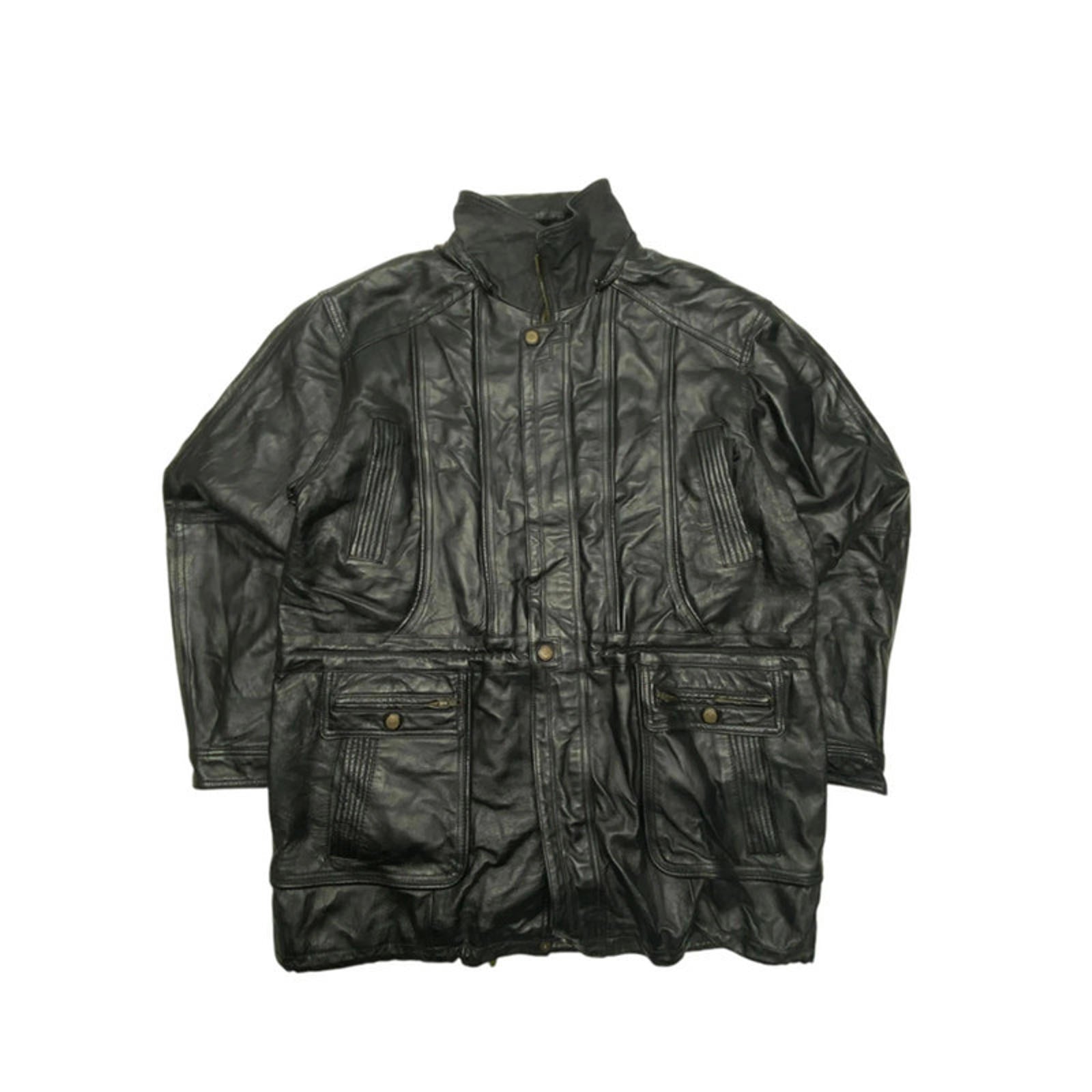 Black Leather Jacket Men's XL