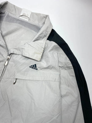 Adidas Light Grey & Black Full-Zip Windbreaker Jacket (Men’s L)