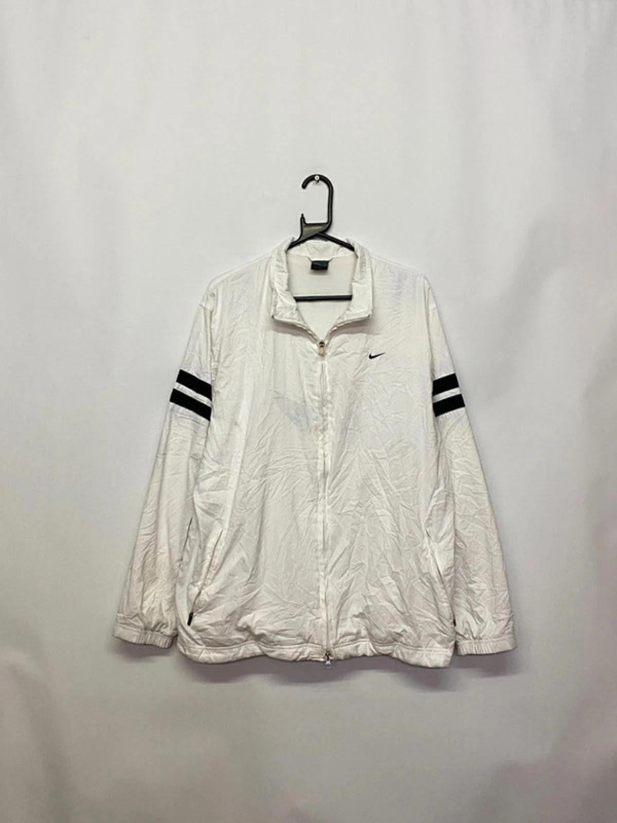 Nike Vintage White Track Jacket with Black Stripe Sleeves