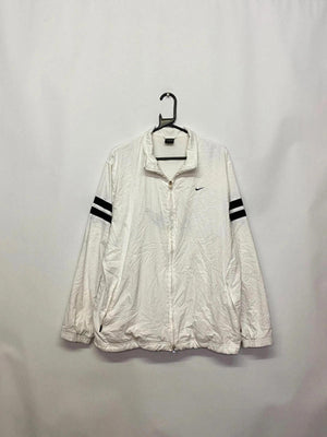 Nike Vintage White Track Jacket with Black Stripe Sleeves