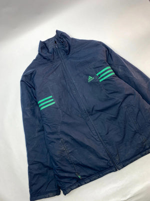 Adidas Navy Blue Puffer Jacket with Green Logo