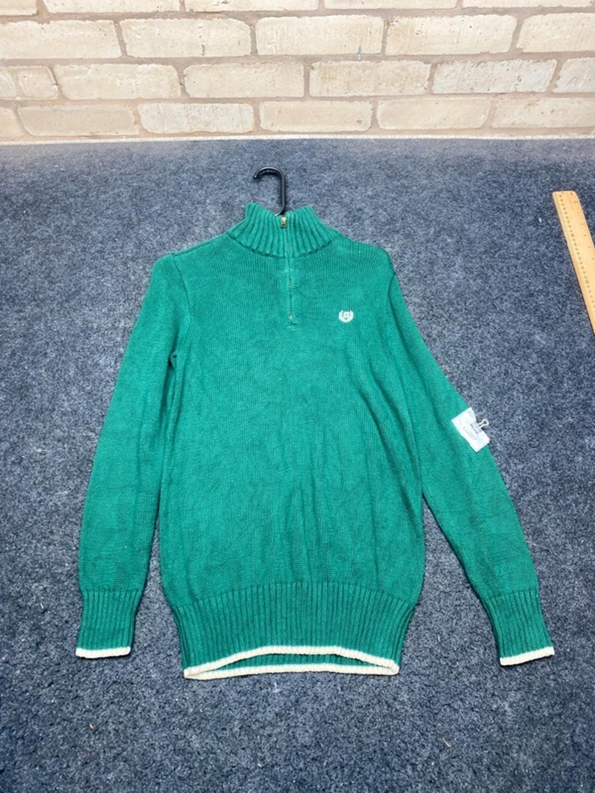 Chaps Ralph Lauren 1/4 Zip Knit Jumper Green Cotton Sweater Men’s L