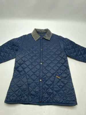Barbour Navy Quilted Jacket Corduroy Collar Made in England Men’s S