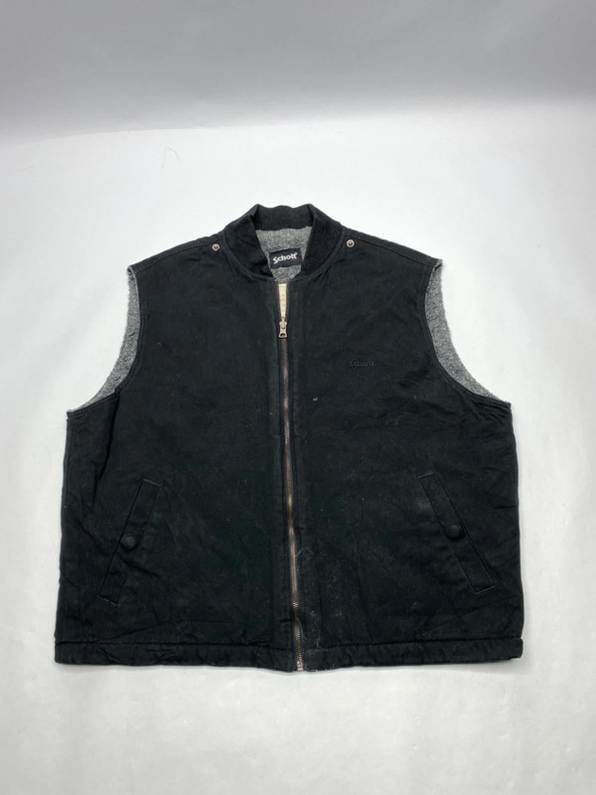 Schott NYC Black Utility Vest – Fleece Lined – Workwear Style