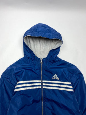 Vintage Adidas Blue Hooded Windbreaker Jacket