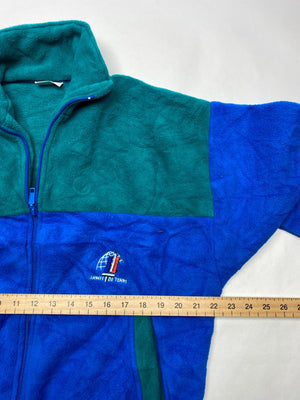 Men's Blue and Green Fleece Jacket with Full Zip
