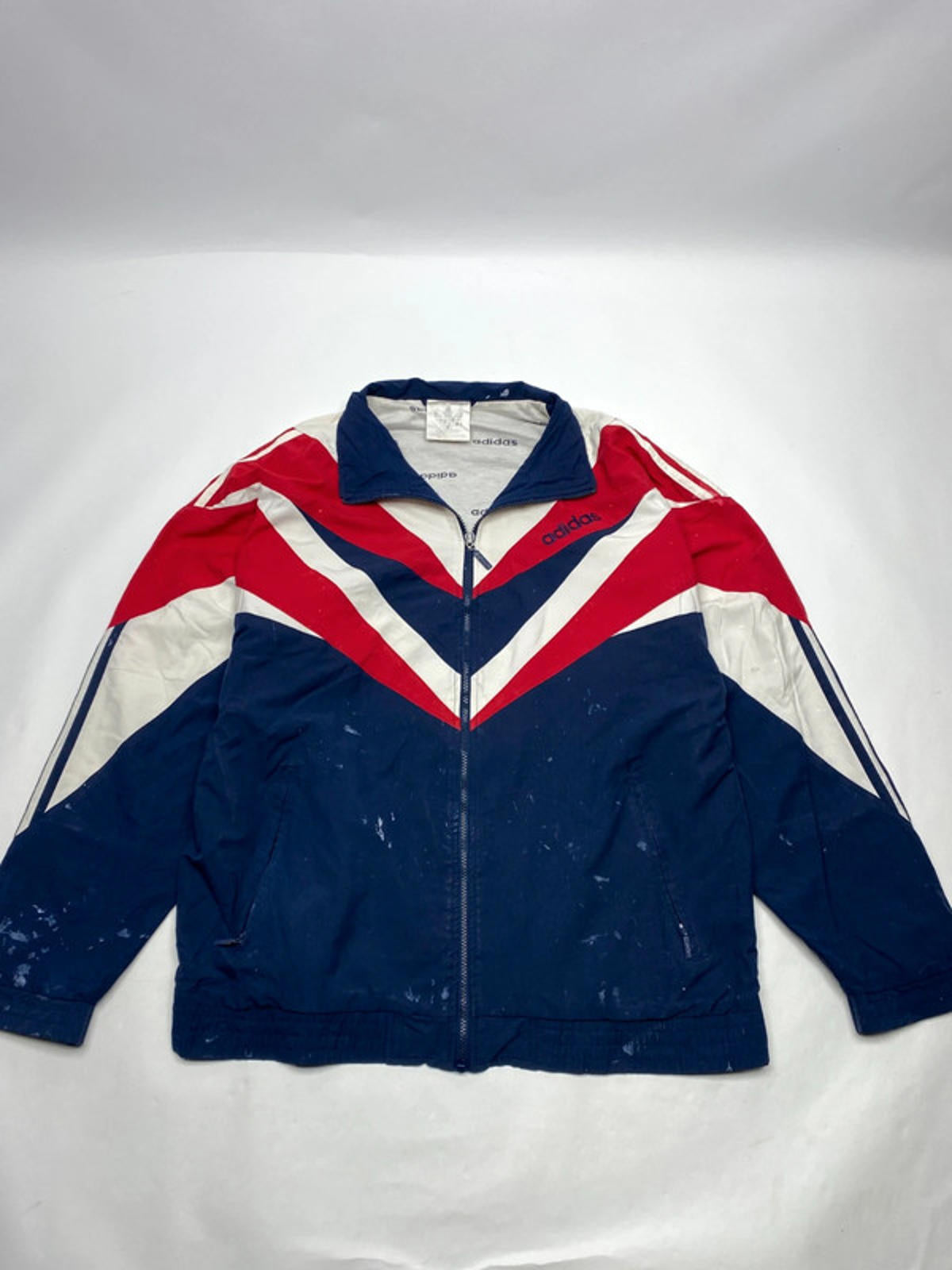 Adidas Vintage 80s/90s Colourblock Track Jacket – Navy/Red/White – Trefoil Logo