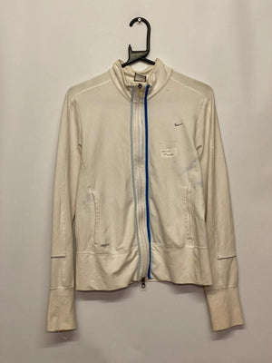 Nike White Full-Zip Track Jacket with Blue Zip