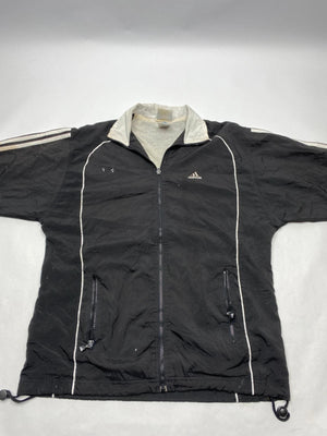 Adidas Vintage Black & White 3-Stripes Windbreaker Jacket (Men’s L)