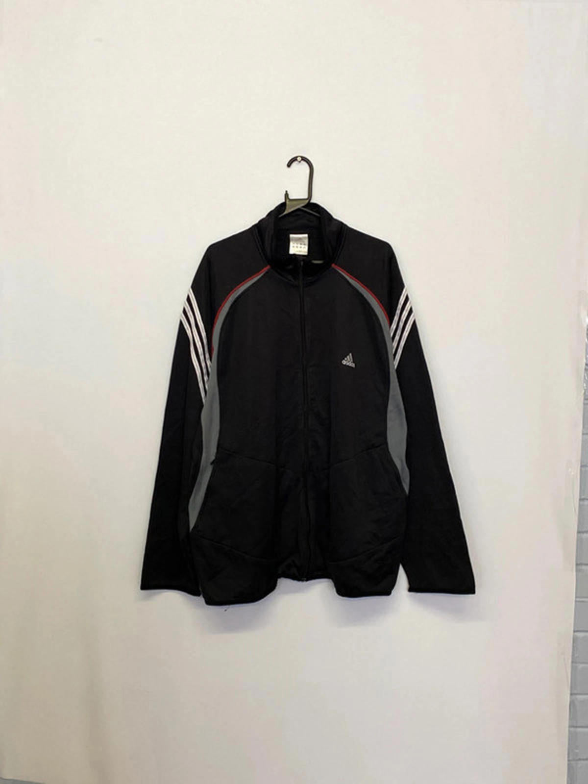 Adidas Vintage Black Track Jacket 3-Stripes – Men’s 2XL