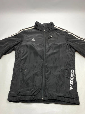 Adidas Black 3-Stripes Puffer Windbreaker Jacket