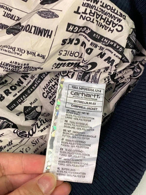 Carhartt Men's Hooded Windbreaker Jacket Navy and Beige Large