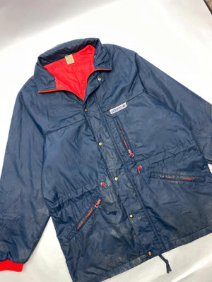 Adidas Vintage Navy and Red Padded Jacket (Men’s L)
