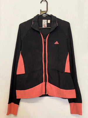 Adidas Women's Black and Coral Zip-Up Activewear Jacket