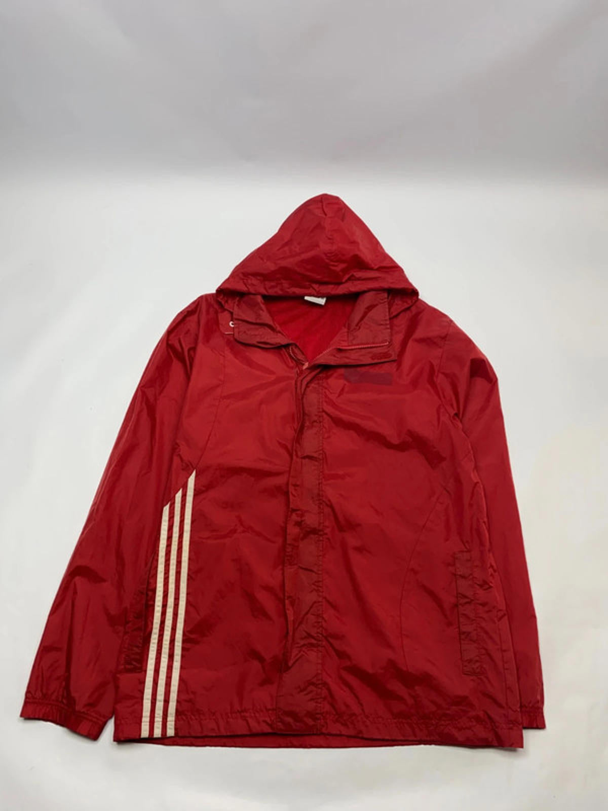 Adidas Vintage Red Windbreaker Jacket with 3-Stripes (Men’s L)