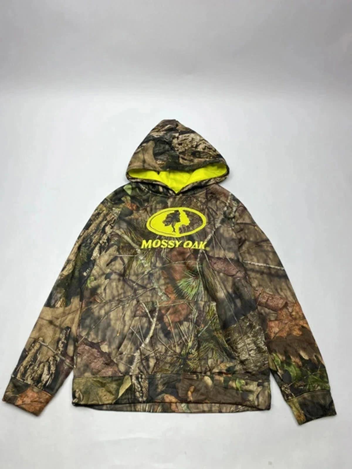 Mossy Oak Camo Hoodie Neon Lined Outdoor Hunting Streetwear