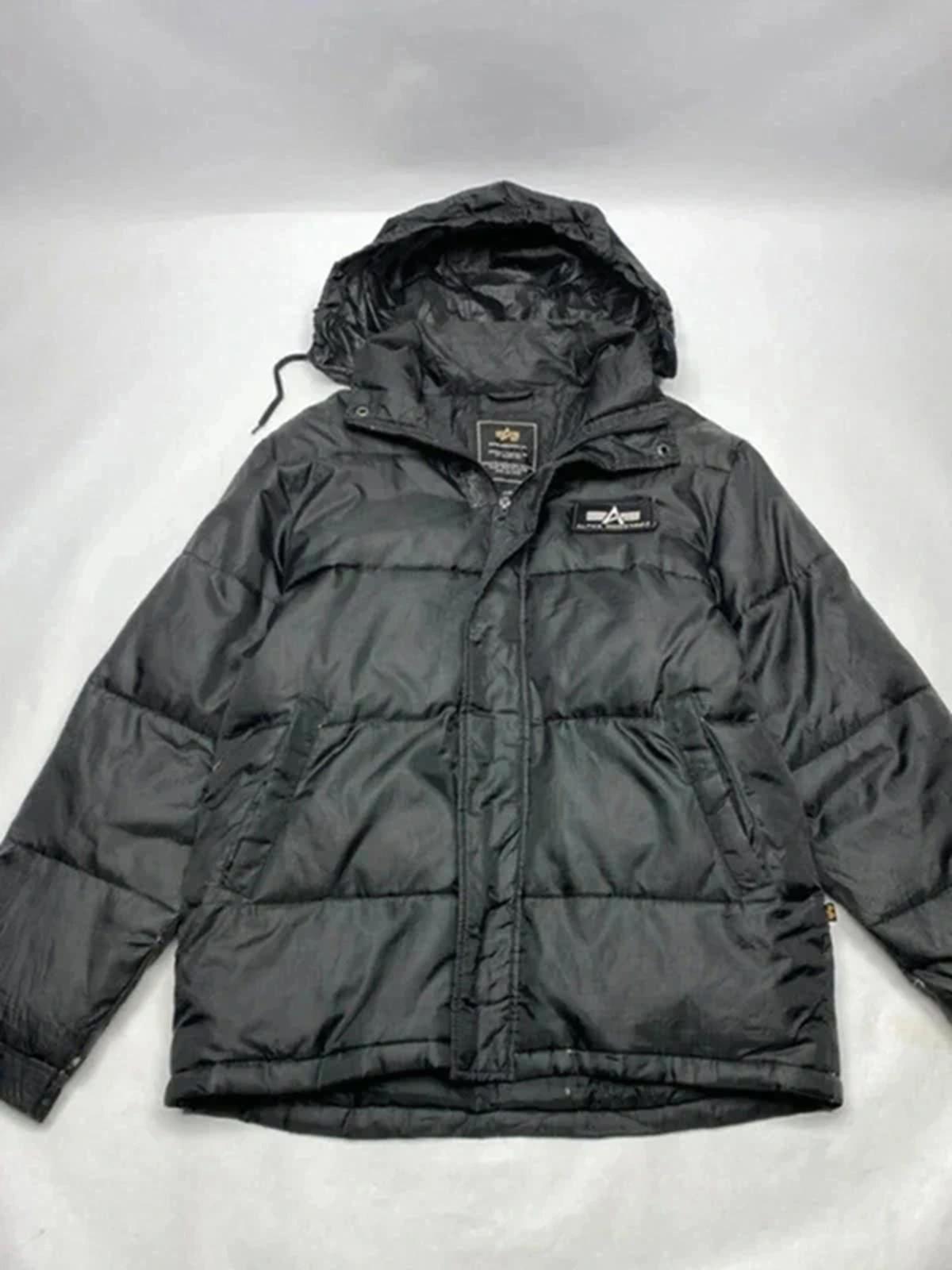 Alpha Industries Black Hooded Puffer Jacket – Size L
