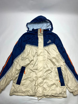 Vintage Adidas Blue & Cream Hooded Windbreaker Jacket (Men’s L)