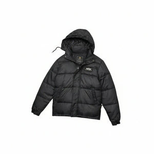 Alpha Industries Black Hooded Puffer Jacket – Size L