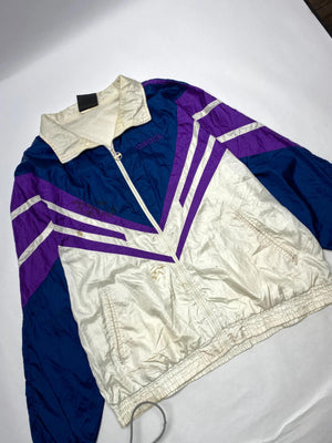 Vintage Adidas 90s Colourblock Track Jacket – Blue / Purple / Cream – Size D9 (Large)