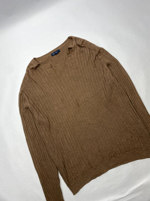 Nautica Brown Ribbed Knit Jumper (Men’s L)