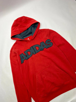 Adidas Red Fleece-Lined Hoodie with Bold Logo