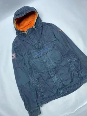 Napapijri Geographic Hooded Jacket Blue Orange Lining