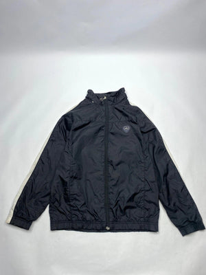 Nike Men's Black Windbreaker Jacket with White Stripe Detail